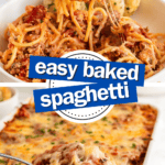 Baked spaghetti pinterest pin image