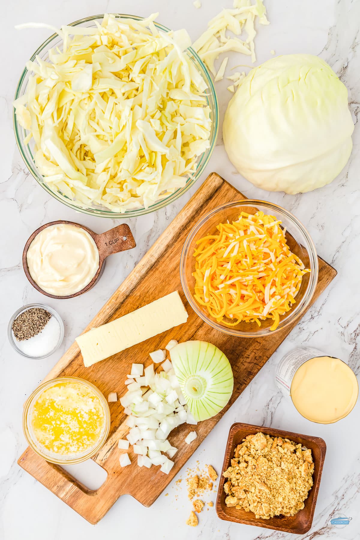 ingredients for Brenda Gantt cabbage casserole