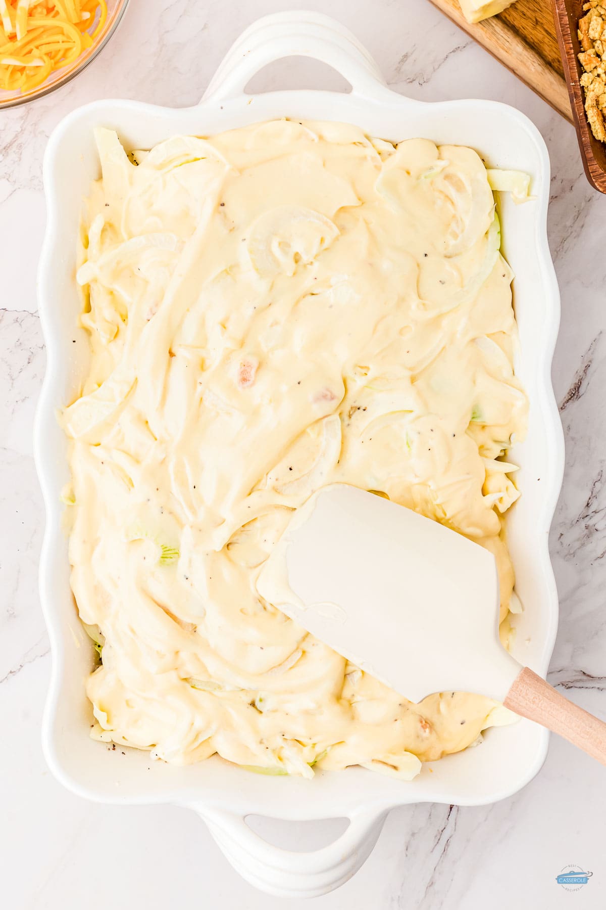 layers of cabbage for a cabbage casserole