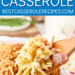 scoop of casserole with text "ultimate chicken"