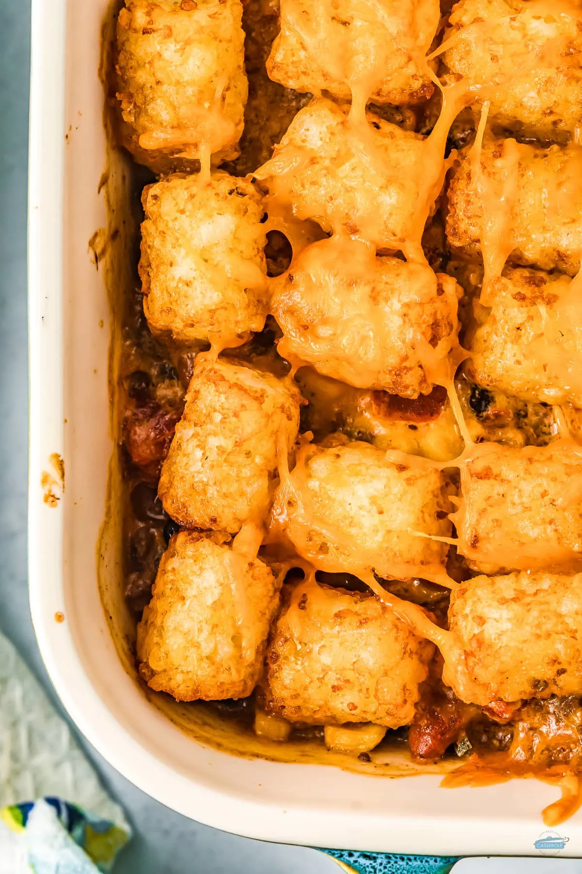 casserole with tater tots in a dish