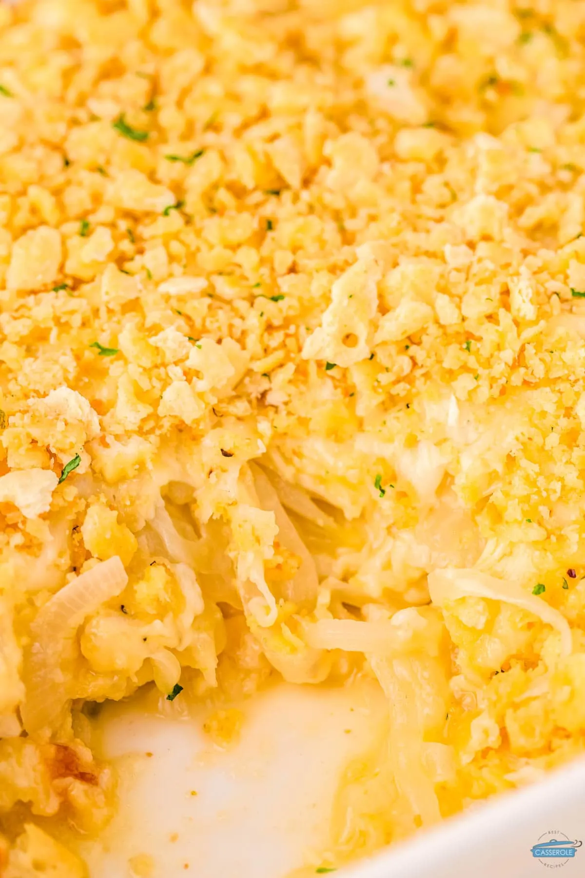 creamy onion casserole with cracker topping