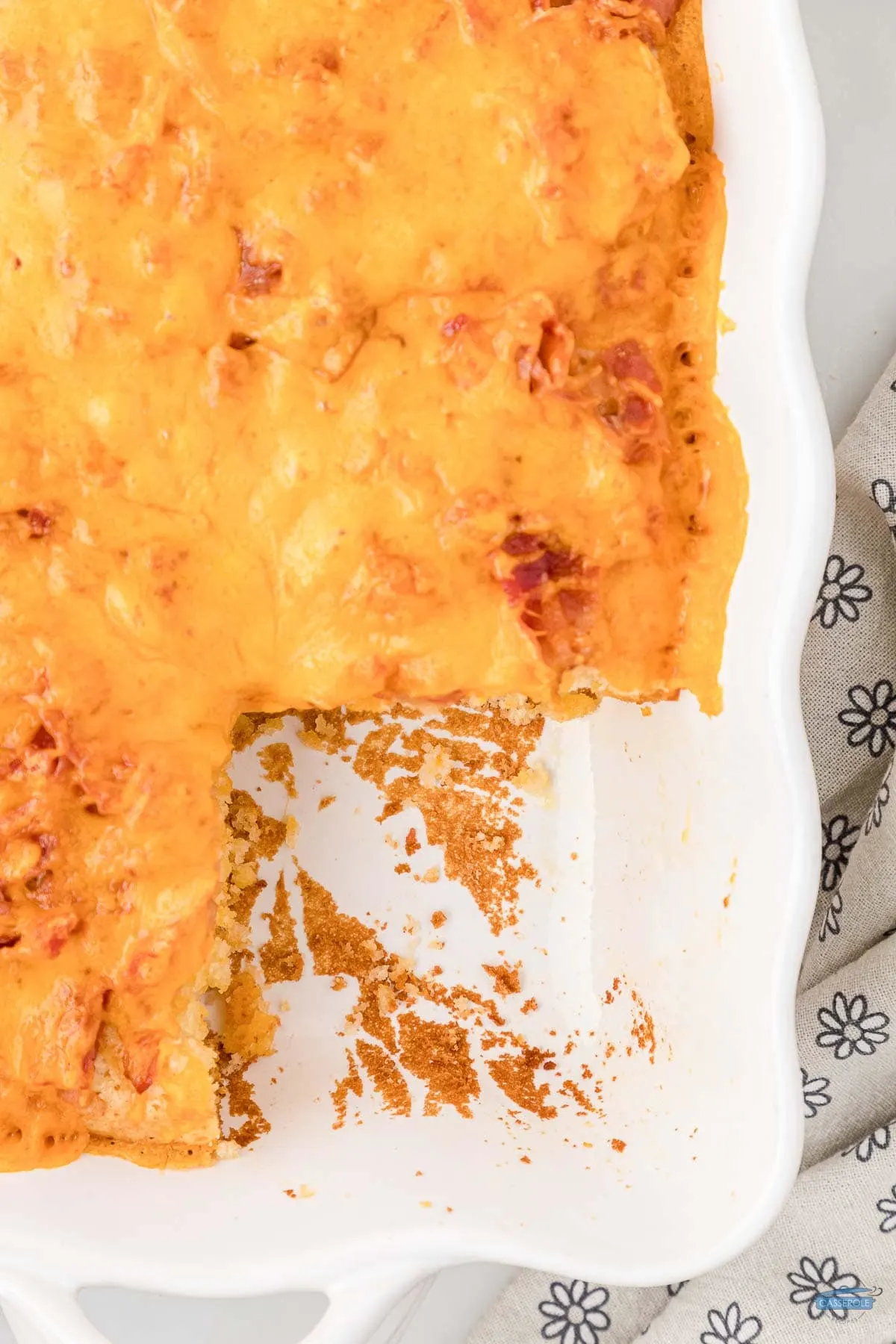 easy breakfast casserole recipe with a square missing
