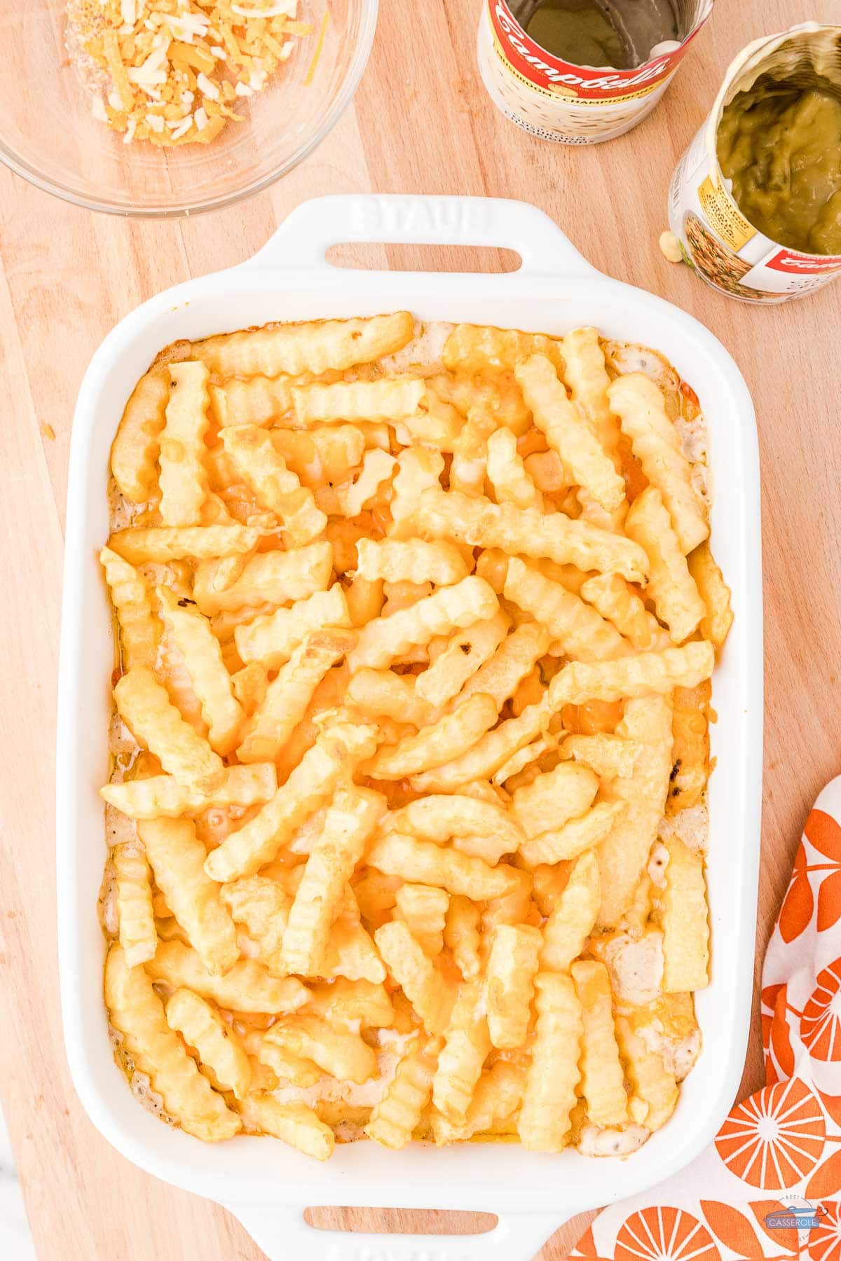 frozen french fries in a white dish