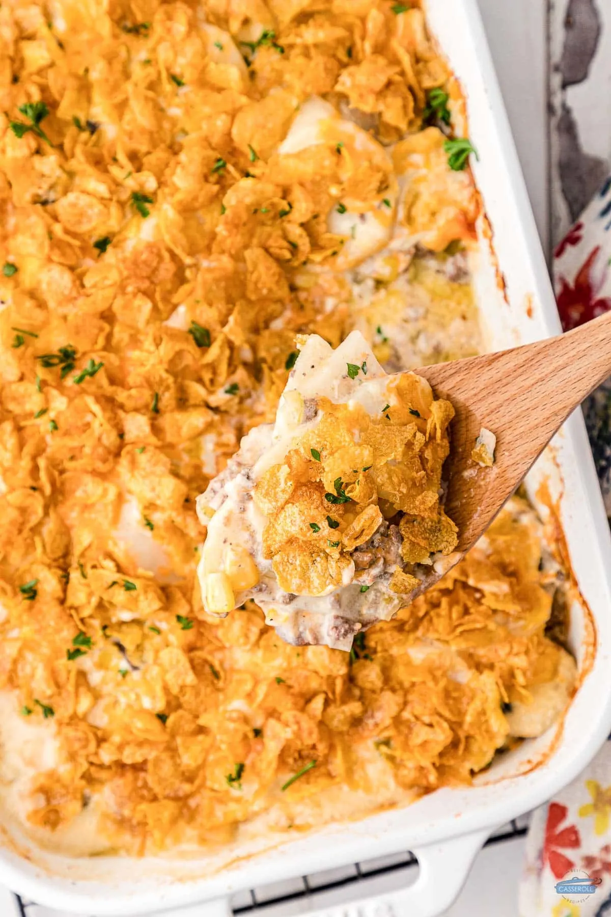 casserole with cornflake topping