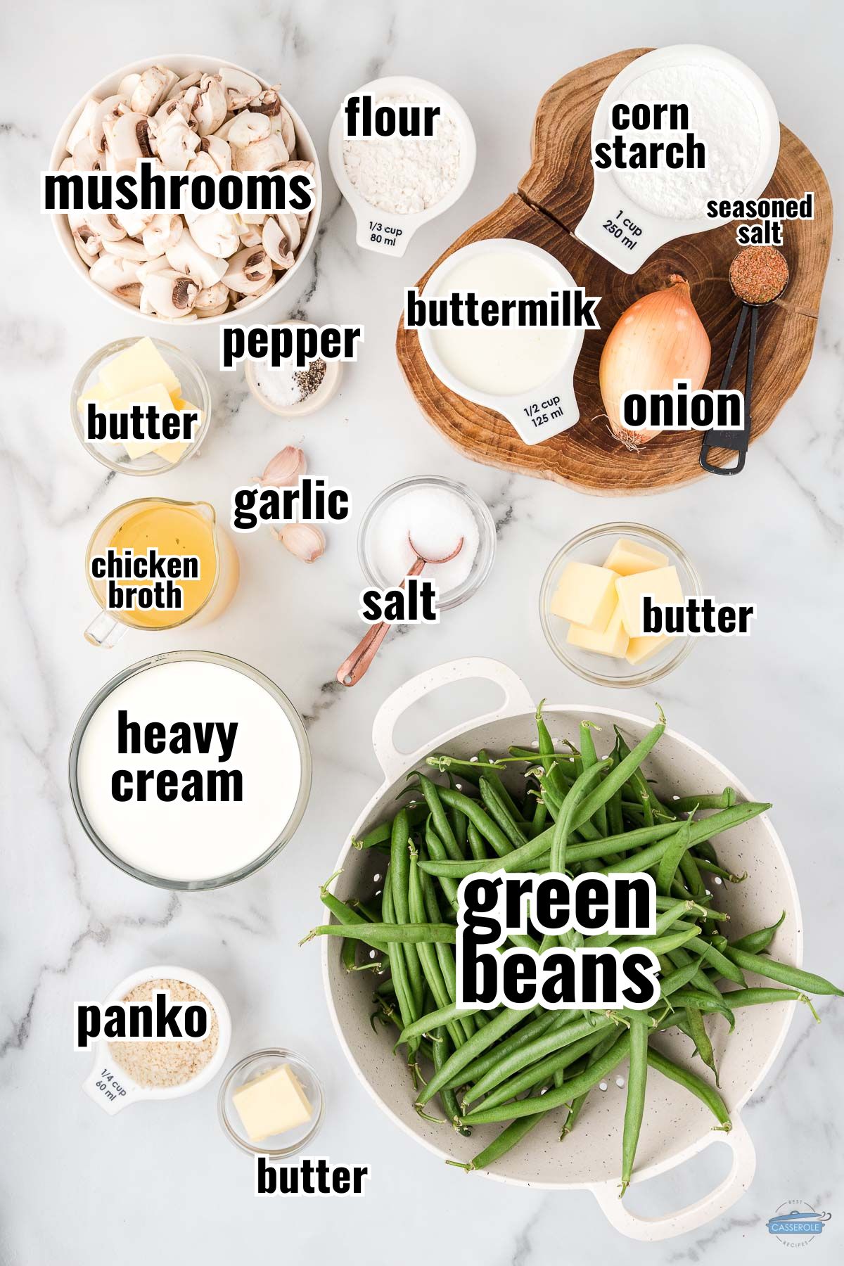 labeled ingredients for joanna gaines casserole recipe