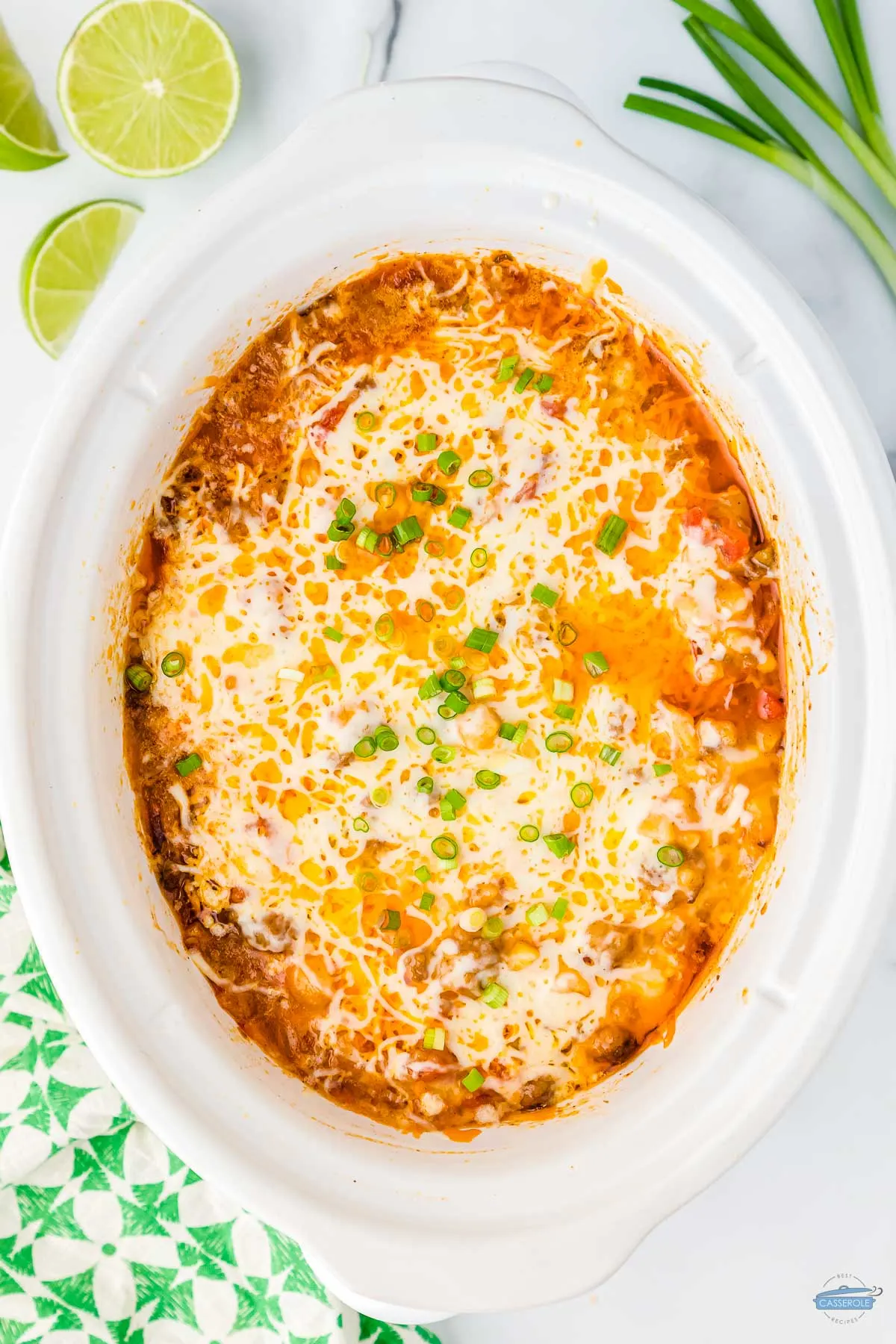 crockpot cheesy potatoes & ground beef is a simple recipe