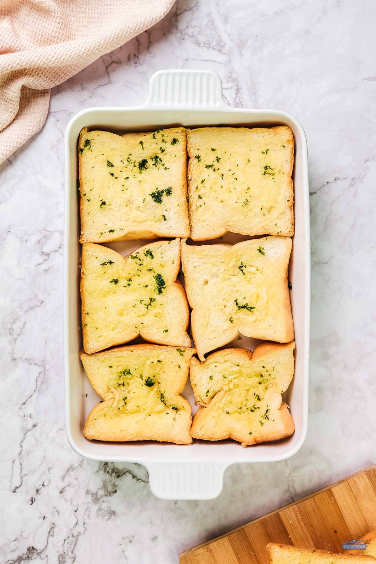 slices of texas toast in a white dish
