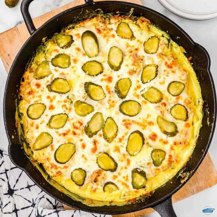 casserole with pickles in a skillet