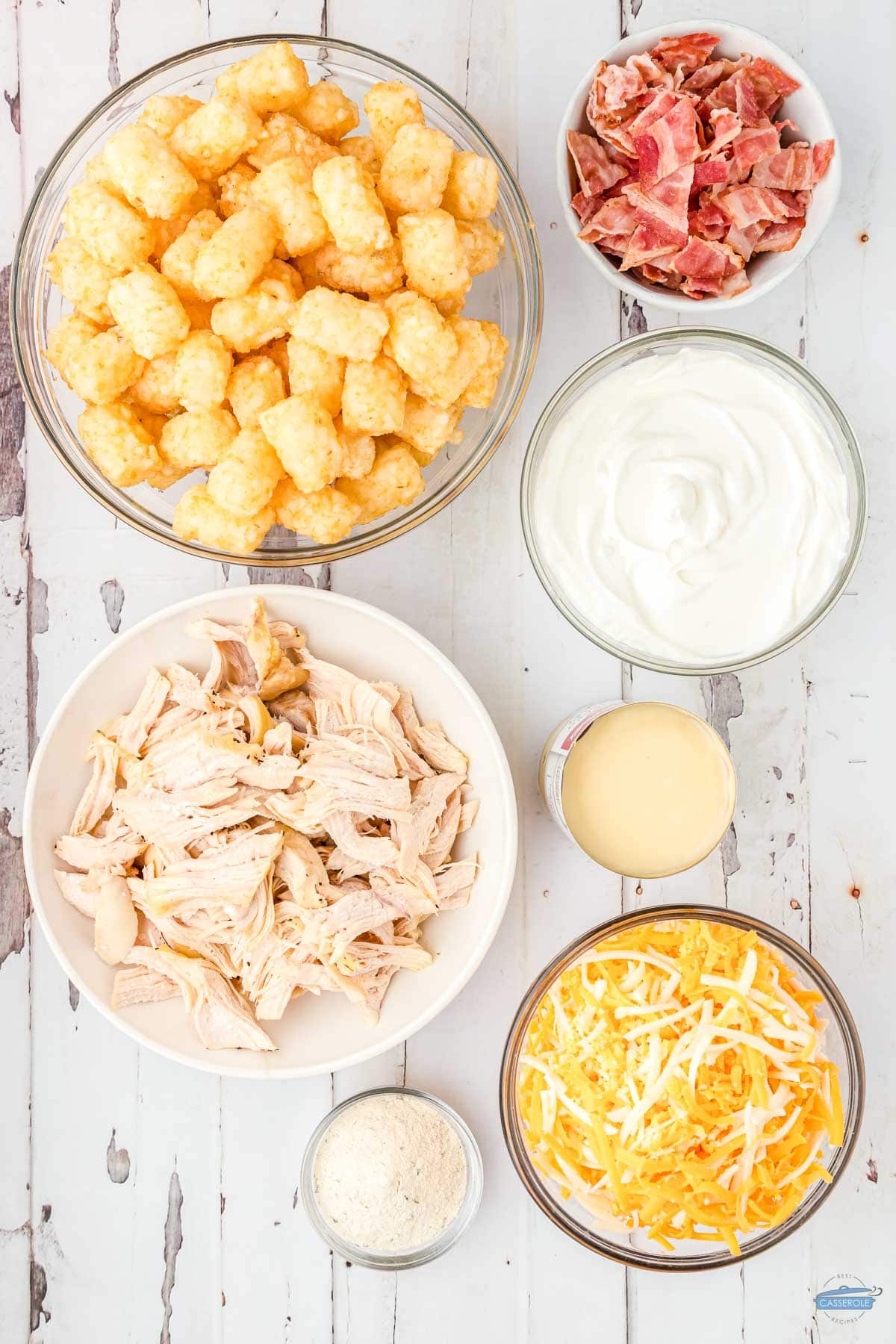 plain chicken, dry ranch dressing mix, and other simple ingredients for a chicken casserole