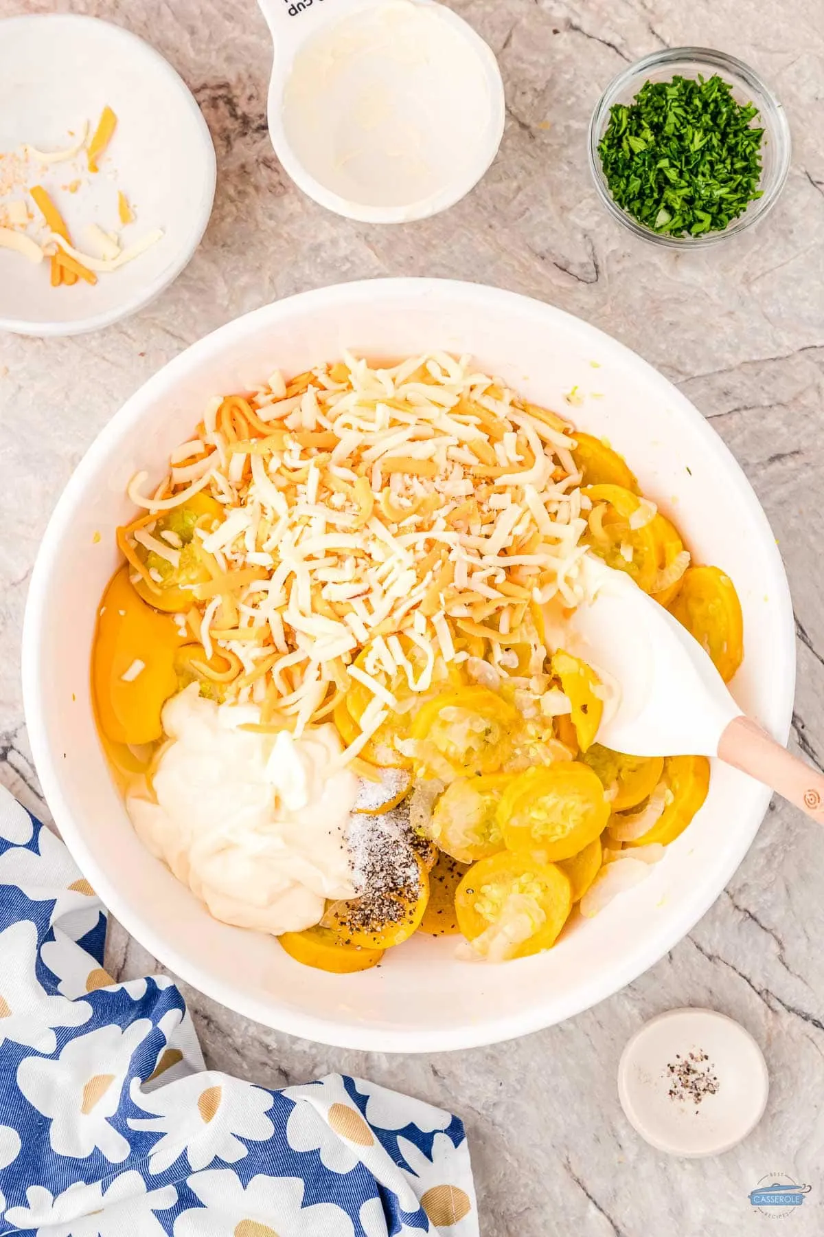 squash in a bowl with cheese