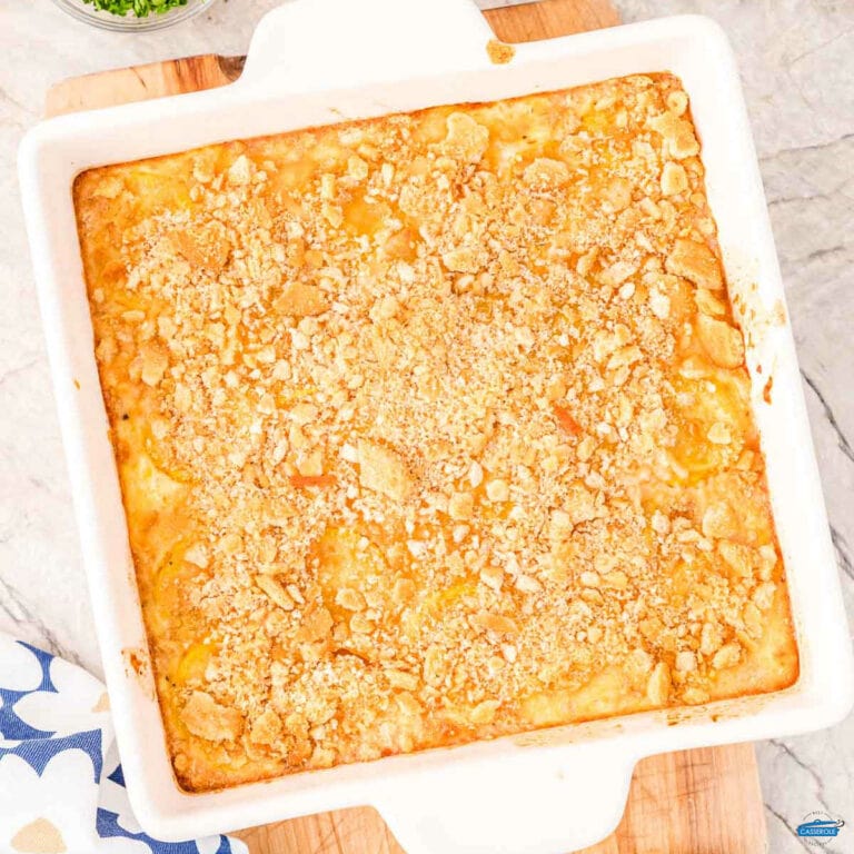 trisha yearwood squash casserole in a square dish