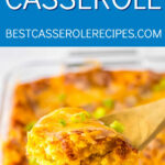 cornbread casserole loaded with onions, cheese, and bacon