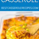 cornbread casserole loaded with onions, cheese, and bacon