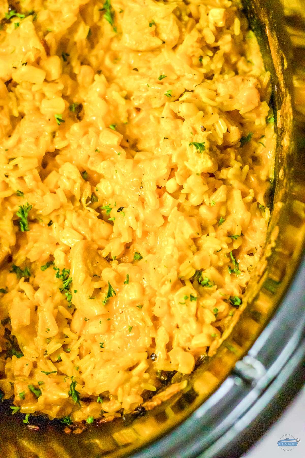 cheesy rice with chicken that is perfect for dinner time