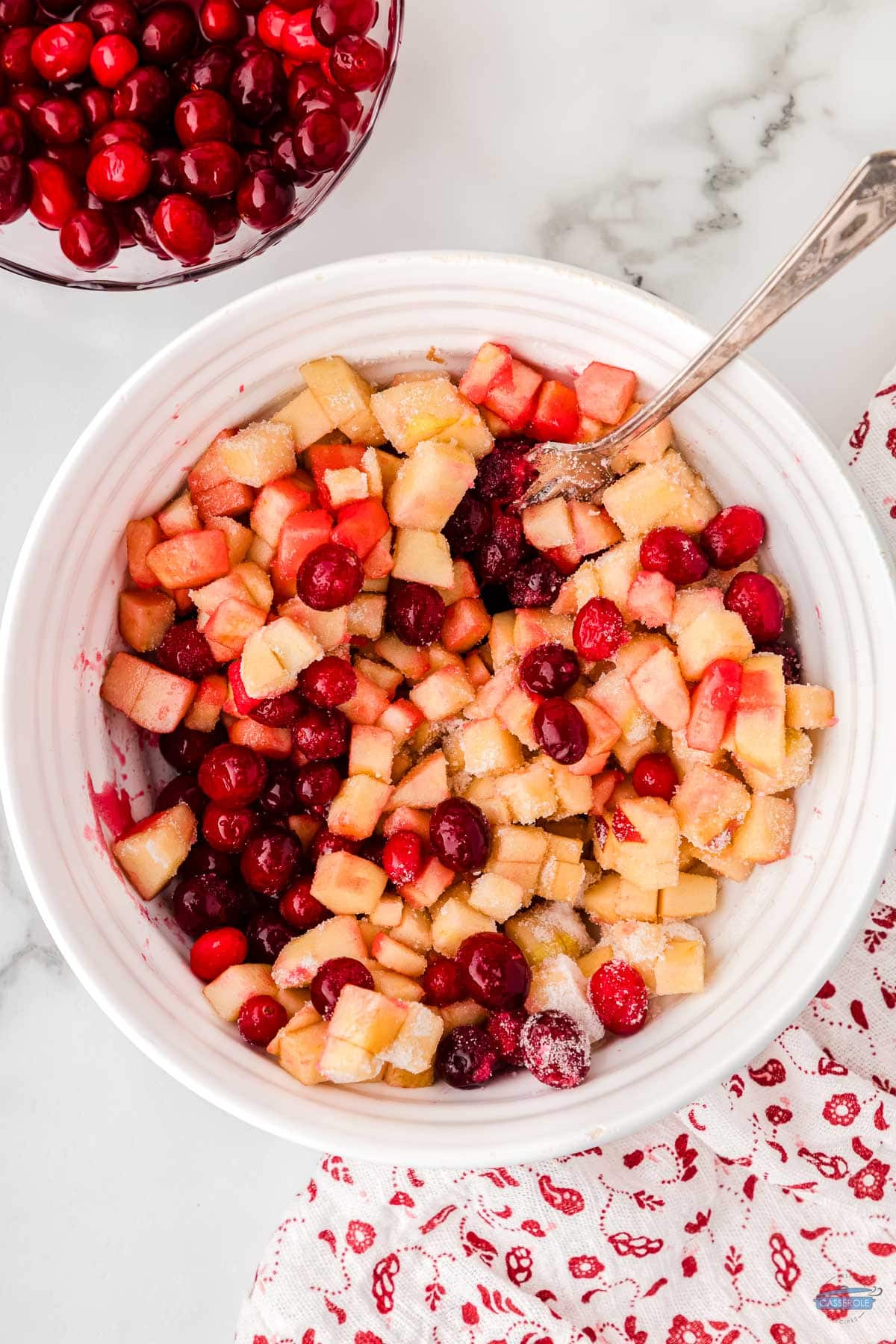 apples and cranberry mixture in a small bowl