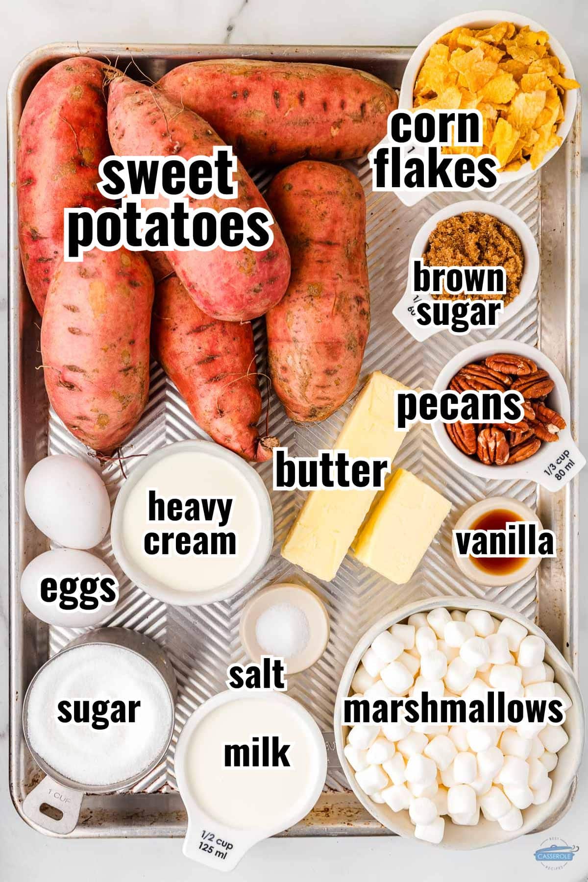 labeled ingredients for casserole