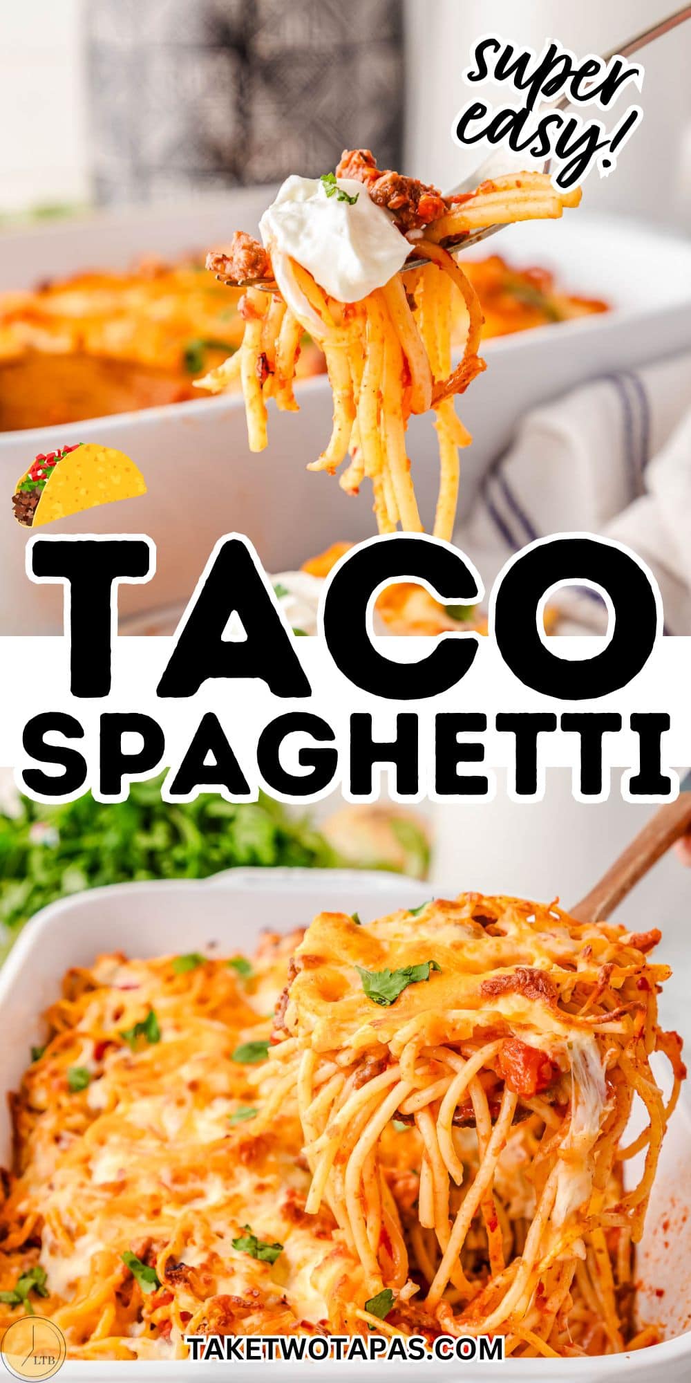 collage of taco spaghetti casserole pictures