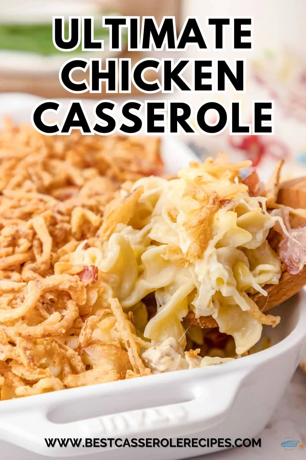 ultimate chicken casserole with spoon