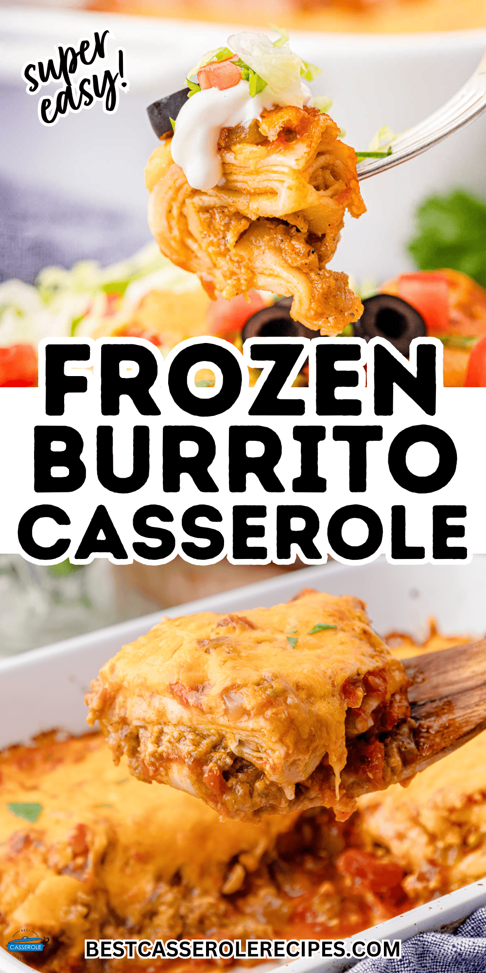frozen burrito casserole collage