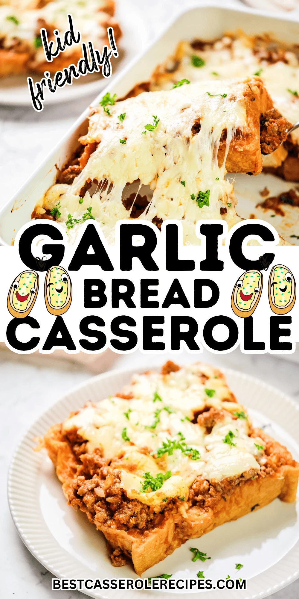 garlic bread casserole collage