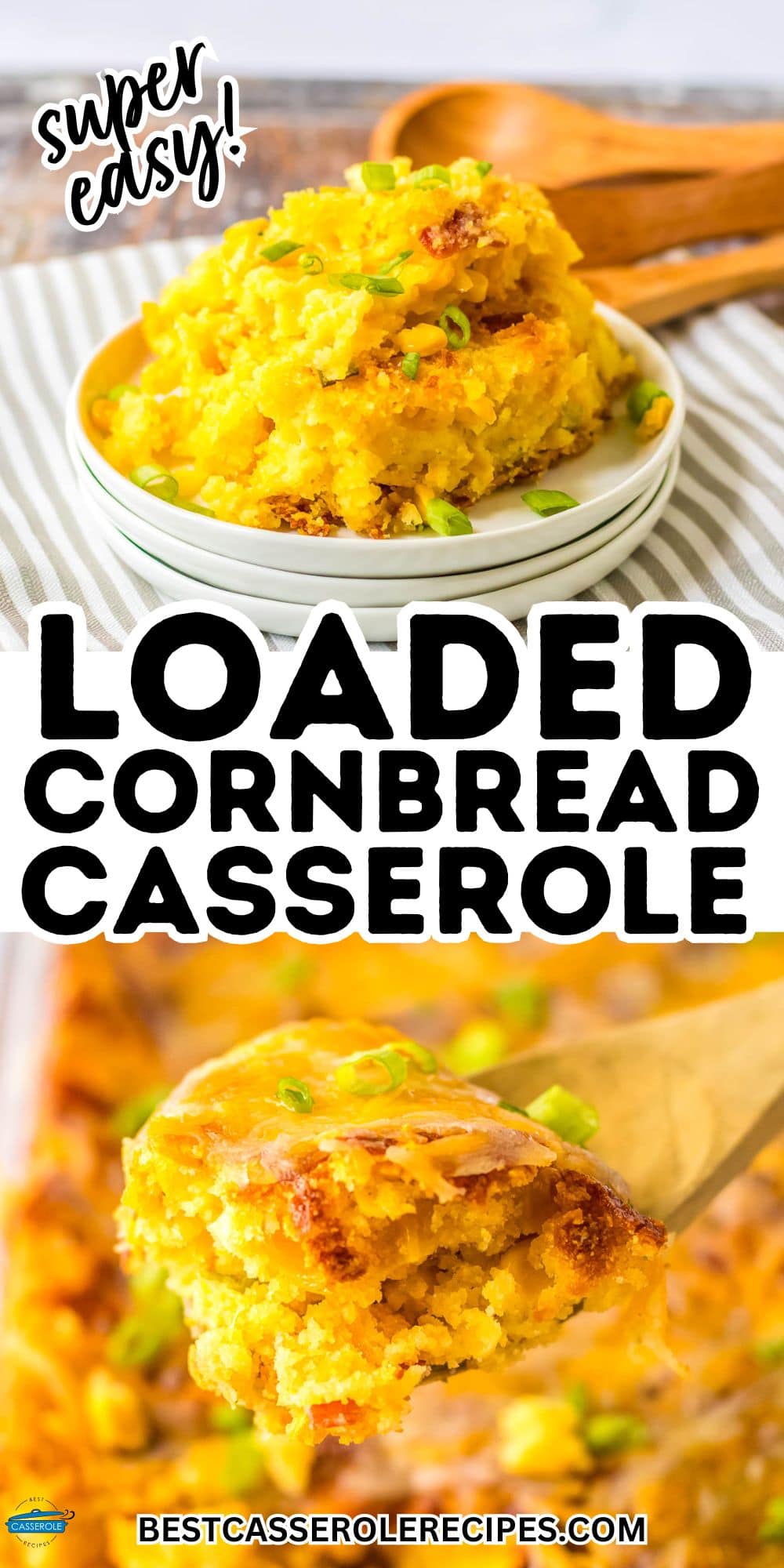 loaded cornbread casserole recipe collage