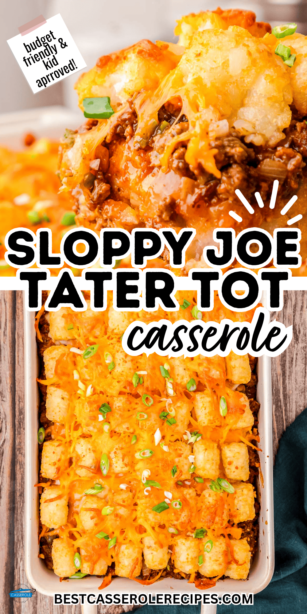 sloppy joe tater tot casserole is the perfect kid approved meal.