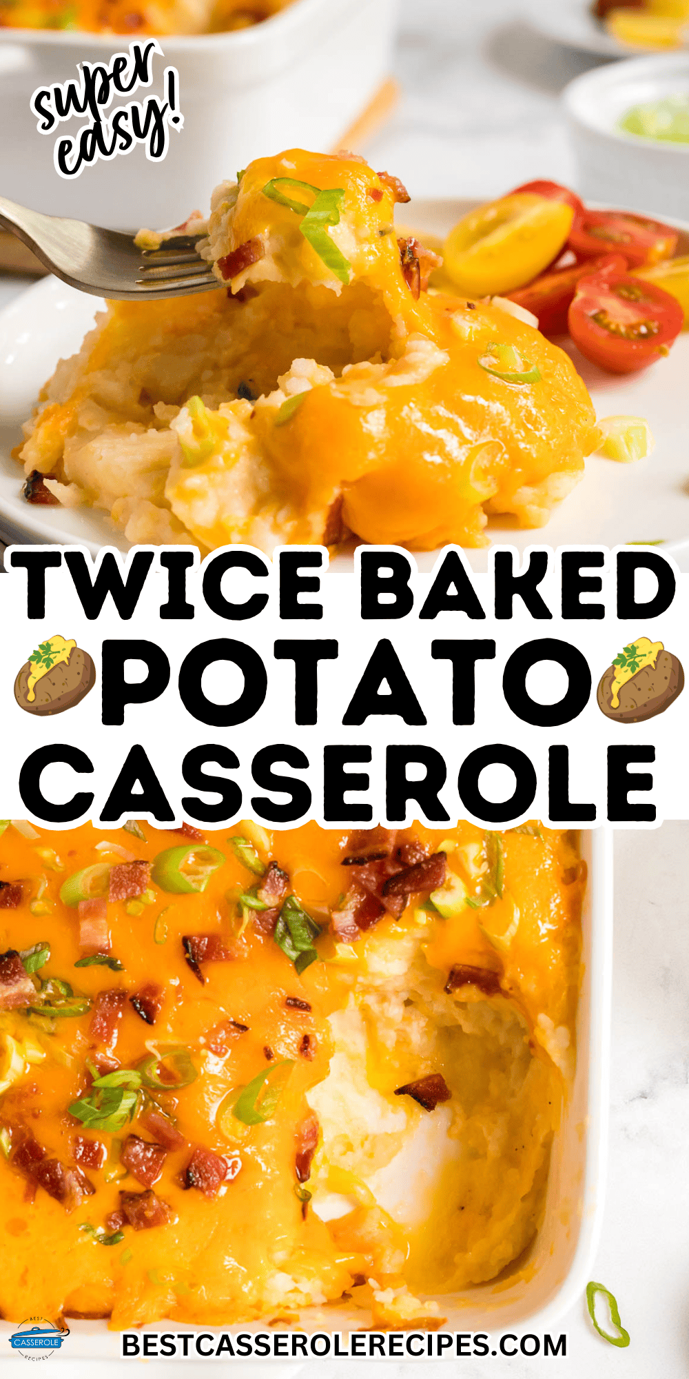 twice baked potato casserole collage