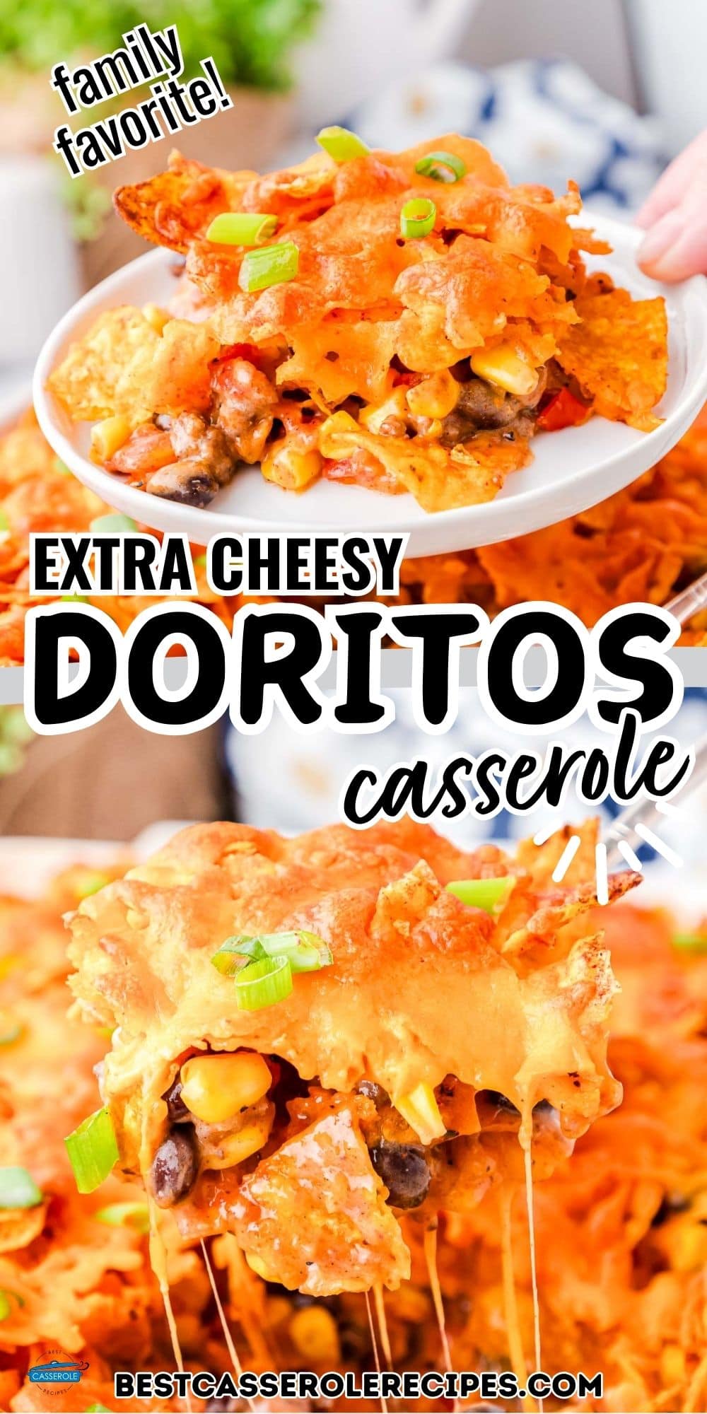 pinterest image of doritos casserole