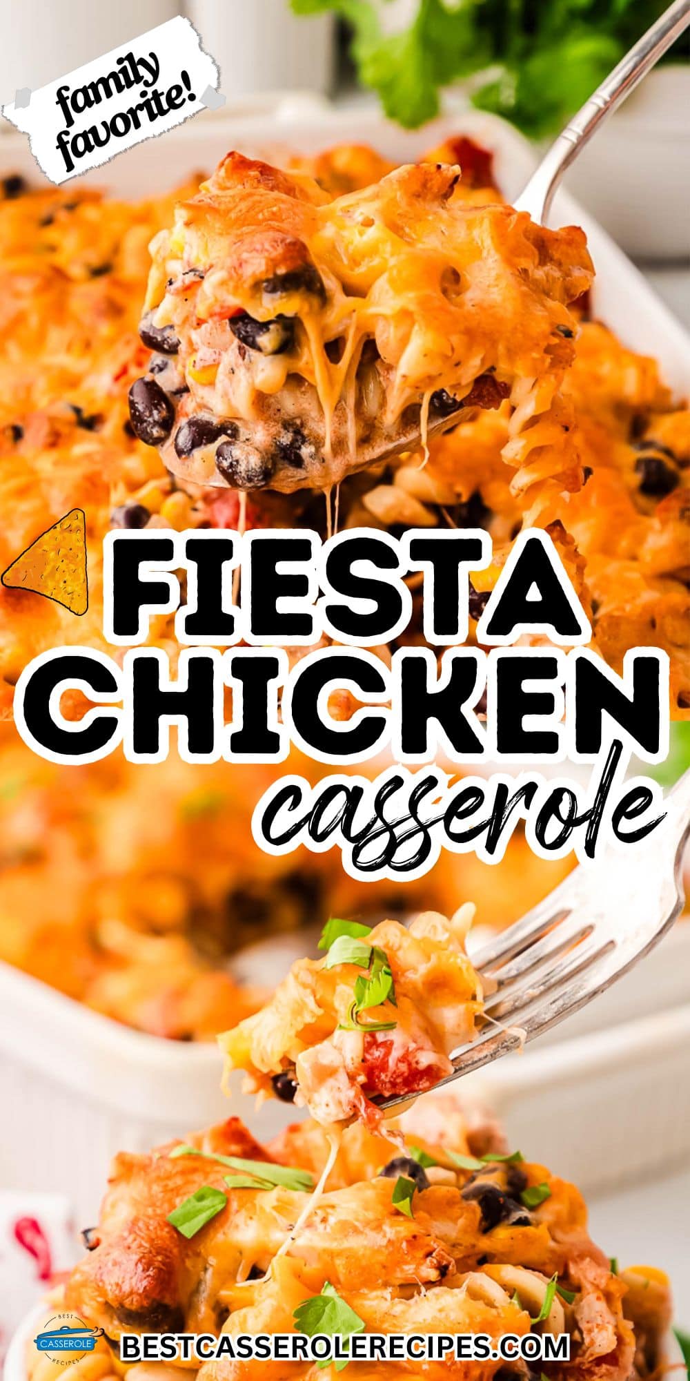 collage of fiesta chicken casserole