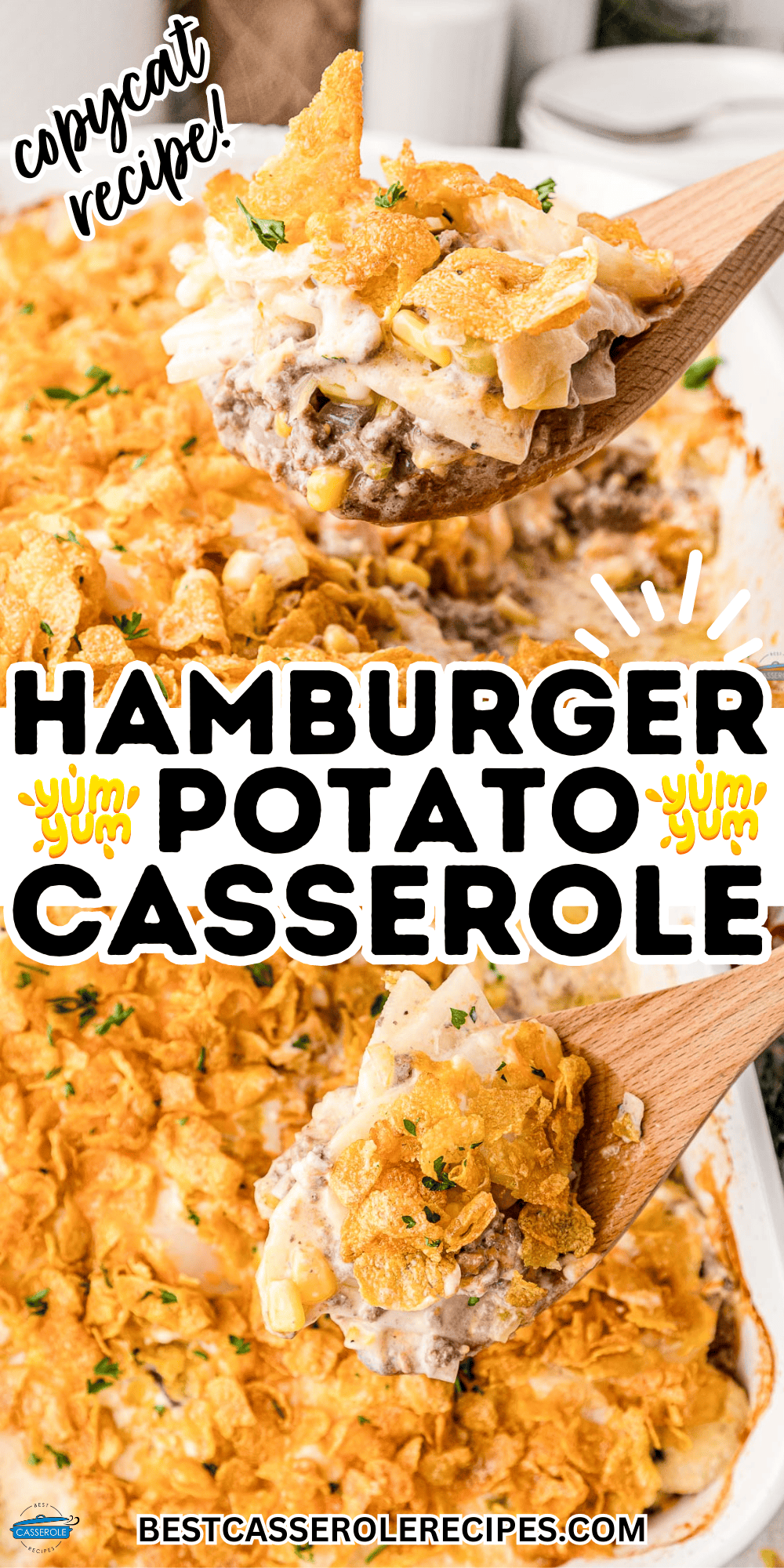 hamburger potato casserole recipe collage