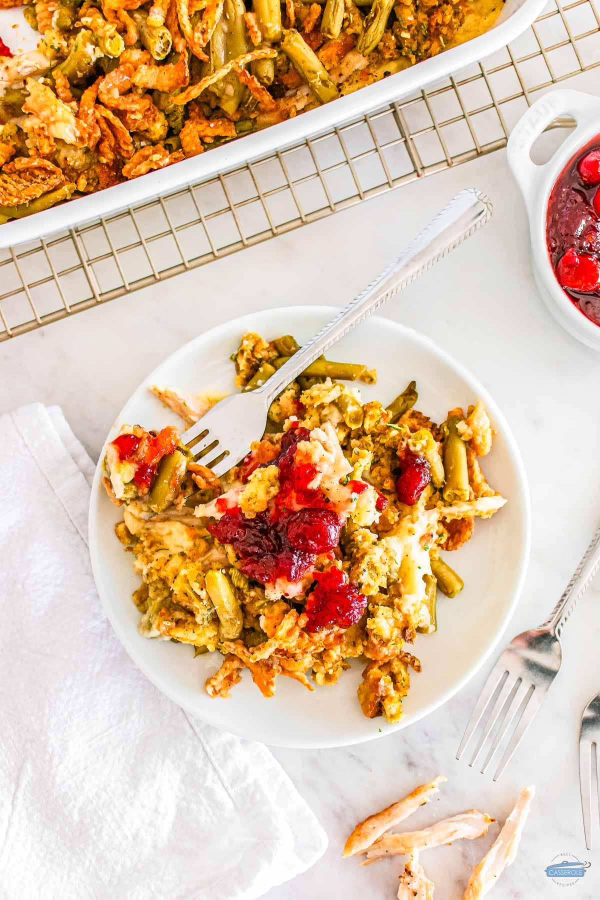 plate of thanksgiving leftovers casserole