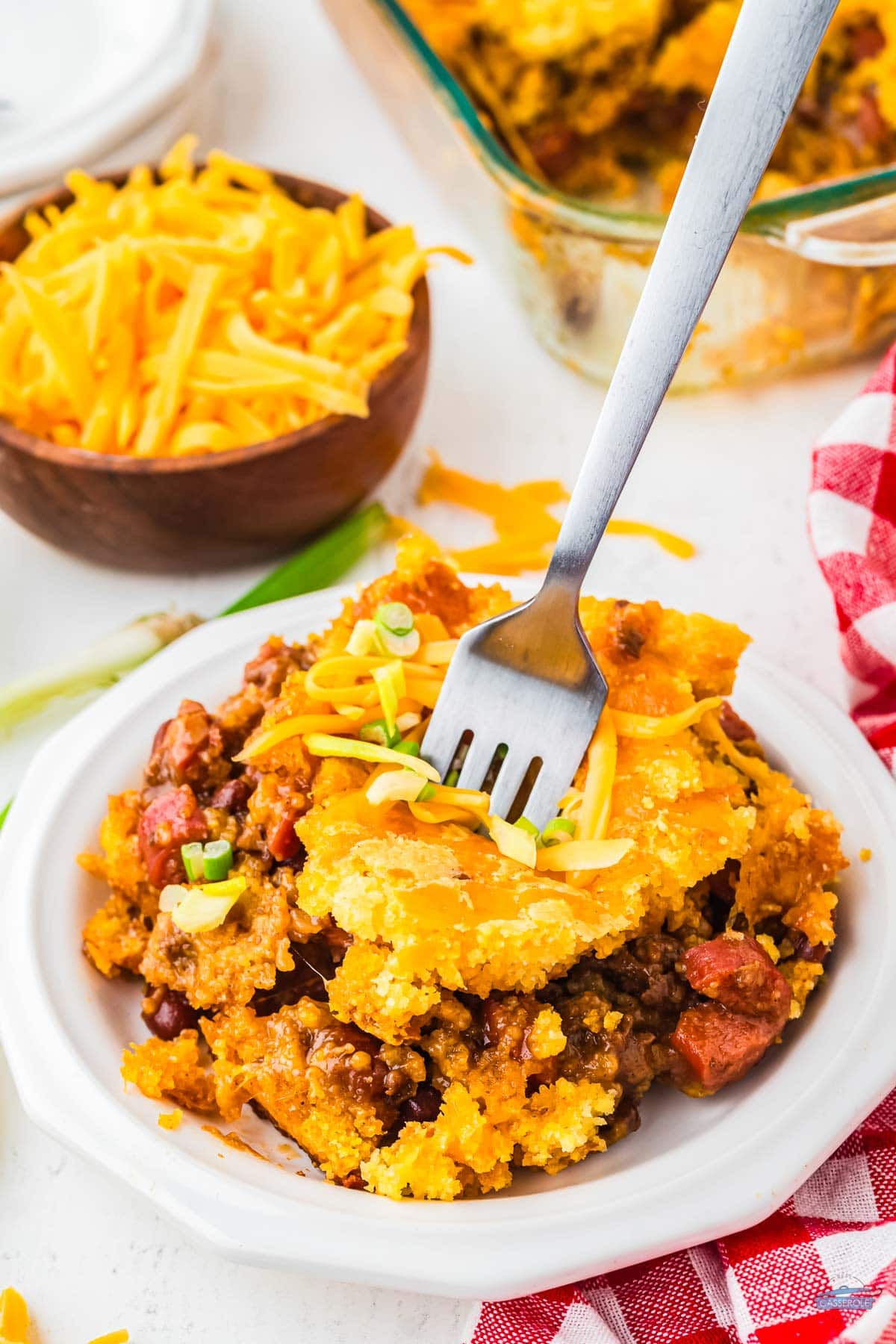 chili dog casserole on a plate